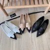 Casual Dress Shoes Ballet Flats Shoes Designer High-Heeled Shoes Spring Cowhide Letter Bow Fashion Women Black Flat Boat Shoe Lady Leather