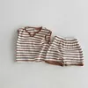 Kleidungssets 2024 Sommer Kids Kleidung Set Striped T -Shirt und Shorts 2PCS Jungen Anzüge Vintage Girls Kleidung Set H240509