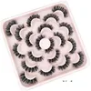 False Eyelashes Pairs D Curl 15Mm Russian Lashes 6D Faux Mink Reusable Fluffy Volume Strips Extensionsfalse Drop Delivery Otkei