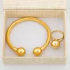 18k Gold Color Cuff Bads Bangle Ring For Women Luxury Design Árabe Dubai Bracelet Jóias Nigerianas Presente de Casamento 240423