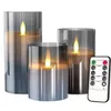 3 -stks vlamloze led kaarsen licht met afstandsbediening romantische flikkerende wick kaarsen set lamp voor kerst trouwfeest 240416