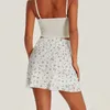 Skirts Sweet Women's Summer Skirt With Satin Bow Floral Print High Waist Ruffled Hem Mini A-Line Chiffon