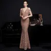 Runway Dresses YIDINGZS Women 2022 New Off Shoulder Party Bodycon Maxi Dress Elegant V Neck Gold Sequin Evening Dress 18580 Y240426