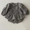 Clothing Sets Engepapa Embroidered Baby Boys Girls Long Sleeves Top Shorts Infant Flowers Set Toddler Plaid Spring Autumn Clothes