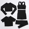 Trainingspakken voor dames naadloze yogaset dames set sport beha hoge taille push up been lange mouw crop top gym set sportkleding fitness set 240424