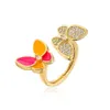 High cost performance jewelry 18K Gold butterfly open-ended ring with common vnain