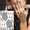 Transfert de tatouage Rejaski Black Henné en dentelle Black Tattoos Tattoos Autocollant pour femmes papillon papillon mehndi false de tatoute autocollant plume flore tatoo 240427