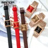 Wristwatches SANDA Women Square Sport Watches Fashion Leather Strap Analog Quartz Wristwatch Big Dial Vintage Elegant Ladies Watch Reloj