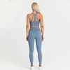 Tracksuits voor dames ABS loli 2pcs yoga set dames sportkleding sportkleding sportpak schouderband sport bh high taille poot gym pak sport pak 240424