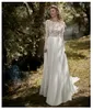 Boho Long Sleeves 라인 웨딩 드레스 Robe de Mariee Vintage Lace Top New Backless Long Sleeve Bridal Dress Chiffon Wedding Gowns