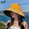 8208 NIEUWE BOW SUNSHADE HAT KINDEREN ZWART RUBBER BIG EAF FISHERMAN HAT Zomer Fashion Face Covers Dover Lege Sunscreen Hat