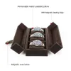 Vintage Luxury Genuine Leather 3 Slots Watch Roll Case Travel Portable Organizer Storage Box with Metal Buckle Handmade Gifts 240415