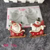 Moules de Noël Christmas Santa Snowman Silicone Candy Crafts Moules Resin Tools Cupcake Baking Moules Fondant Cake Decorating Tools