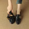 Casual Shoes Women Flats Loafers Cow Leather Round Toe Spring Autumn Woman Simple With Spänne Low Heel