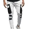 Herrbyxor attraktiva män Sweatpants Slim Fit Casual Jogger Contrast Color Cargo för jogging