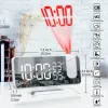 Zegary LED 180 ° Projekcja FM Radio LED Digital Smart Alarm Clock Multifunkcyjny Zegar Tabela wilgotności Tempury 12/24H