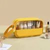 New Transparent Cosmetic Toiletry Bag, Large Capacity Waterproof Swimming Bath Bag, Simple Pvc Handbag Pu Splicing Bag