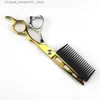 Hair Scissors New professional JP440C steel 6-inch gold 2-in-1 hair clip with comb hairdresser hairdresser Q240426