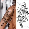 Tatuagem transfira preto grande flor de cobra Fake Tattoo Stick for Women Dot Rose Peony Tattoos Diy Transferência de água Tatoos Girls 240427