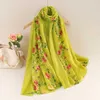 Shawls New spring and summer female literary national wind shawls cotton and linen long sunscreen travel scarf dual-purpose embroidery d240426