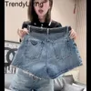 NIEUWE Designer 24SS Denim Shorts Summer Nieuw Stretch A-Line Wide Leg High Tailed Denim Modemerk Dames shorts