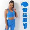 Kvinnors spårningsdräkter 2/3/5PC Kvinnor Track and Field Clothing Seamless Yoga Set Sportswear Gym Clothing Drag High midjeben Fitness Sportwear 240424