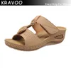Flipers Krovoo Women Shoes Peep Toe Sandals Wedge Heel Big Size Feminino Sold Sandal Sandal Summer 2024