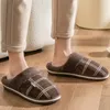 Large size 50-51 Plaid House Slippers for Man Memory Foam Winter Plush Indoor Male Shoes Warm Home Slippers Non Slip Black 240410