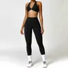 Tracksuits voor dames dames naadloze yoga set 2pcs gym fitness suit dames duwen bh high taille en been sexy fitness sportkleding 240424