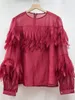 Camisetas femininas Superaen Fashion O-pescoço Tassel Longo Casual Casual Casual Spring e Autumn 2024 Cotton Loose Shirt