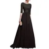 Casual Dresses Autumn Evening Dress Elegant Lace Embroidered Maxi For Women Round Neck Half Sleeve Prom Party With Tight