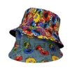 Breda randen hattar hink hattar tecknad tryckt hiphop hink hatt sommarmens fiskare hatt gata klädhatt kvinnor strand hatt unisex panama hatt 240424