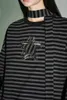 Women's T Shirts 2000s Aesthetic Trend Star Stripe Long Sleeve T-shirt Grunge Harajuku Punk 90s Vintage Thin Hoodie Yk2 Gothic Tops