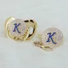 Miyocar Gold Initialen Blau 3D -Buchstaben K Bling Schnuller und Schnuller Clip BPA kostenlos Dummy Ideal Geschenk Babyparty 240416