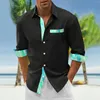 Herren lässige Shirts T mit Taschen Herren Farbe passende digitale 3D -Druckstil Feiertags Meeres Beach Langarm Männer T -Shirt Shirt