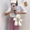 Omuz çantaları Japon kawaii peluş ayı haberci çantası lolita kızlar sevimli yaylar dantel cosplay bebek inci
