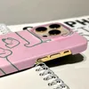 Mobiltelefonfodral enkla rosa korvhundfodral lämplig för iPhone 15 Pro Max 14 13 Pro 13 Pro Max 15 Plus 15 Pro Acrylic Hard Phone Case J240426