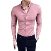 Shirts 2022 Nieuwe heren voortreffelijk solide kleur shirt yingya gentleman stijl jeugd hoge kwaliteit lange mouw zakelijke heren casual slank shirt