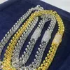 Hurtownia luksus mrożony kubańska łańcuch linków 12-14 mm moissanite 925 Srebrny naszyjnik dla mężczyzn Hip Hop Gift 16k złota platyna