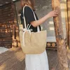 Bolsa de verão feminina feminina fita palha de palha tecido de vime de vime de cesta de praia wicker weave bolsa