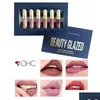 LIP GLOSS WROWSALE-6 PCS / SET LIPGLOSS EMPLOSE EMPLOPE MATTE Liquid Lipstick Long Lasing Birthday Edition Beauty Glazed Makeup Kit Drop D Otwtk