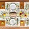 Table Cloth 4 pieces of floral mats 30X45CM linen table mats for spring parties used for wedding party kitchen decoration table mats 240426