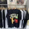 トレンディなメンズTシャツレターフォームプリント洗濯熟成ティー高品質のヴィンテージヒップホップコットンルーズショートスリーブY2K Tシャツ