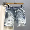 Fashion Summer Luxury Vintage Y2K Mens Jeans Designer Washed Divered gescheurde vintage klassieke blauwe vriend denim shorts man 240425