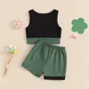 Set di abbigliamento abiti per bambini piccoli per bambine outfit Colori di contrasto Tops e pantaloncini elastici set per bambini abiti per bambini