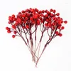Fleurs décoratives 5pcs Berries de Noël rouges Stamis de baies de houx artificielles Ornements de couronne de bricolage