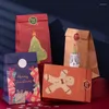 Bolsas de papel embrulhadas para presentes Kraft 6pcs/lote de natal stand up festa de aniversário de festa de comida de folha de foca de embalagem