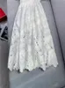 Självporträtt Summer Pure Color Panel Pete Lace Dress White Short Sleeve V-Neck Midi Casual Dresses G4A2315