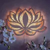 Lotus Flower Light Mandala nattljus inomhus LED varm vit laser snidad trä tredimensionell LED
