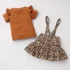 Kleidung Sets Baby Girl Clothes Sommer 2 PCs Fliege Ärmel kurze T-Shirts Tops Leopardengurt Röcke Kinder Kleinkind Gilr 0-6y